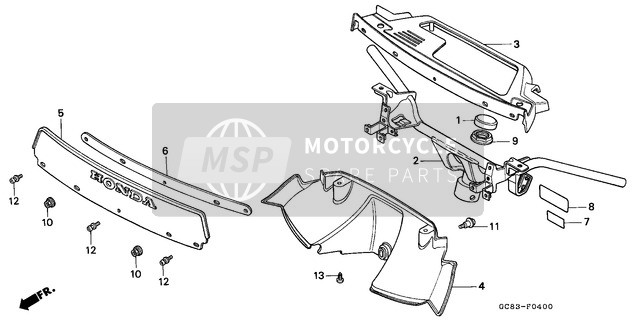 Honda NH80MS 1993 Manija de dirección/Cubierta de la manija/Pantalla de viento para un 1993 Honda NH80MS